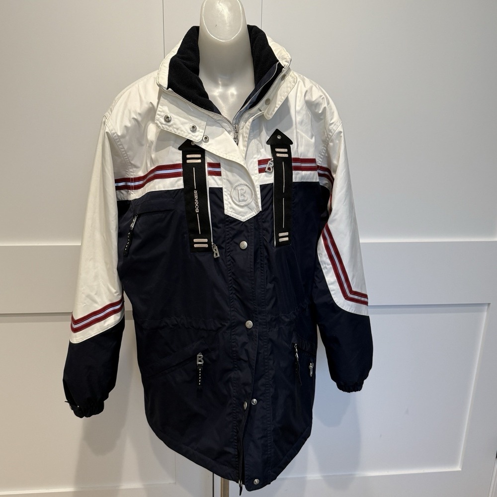 Goan Thylmann Bogner Ski Sport Puffer Jacket Colorblock Red/White/Blue Womens 12